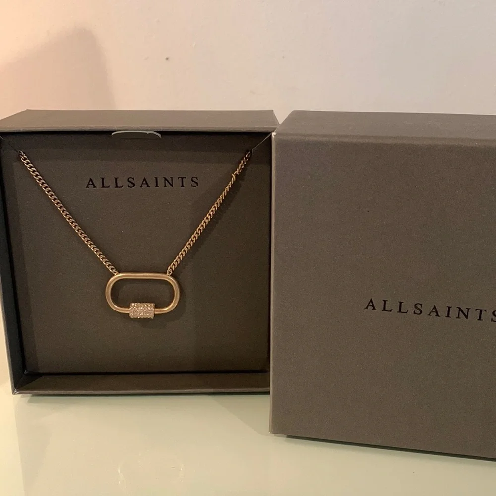 NWT All Saints Bave Carabiner Pendant Necklace - Picture 1 of 5